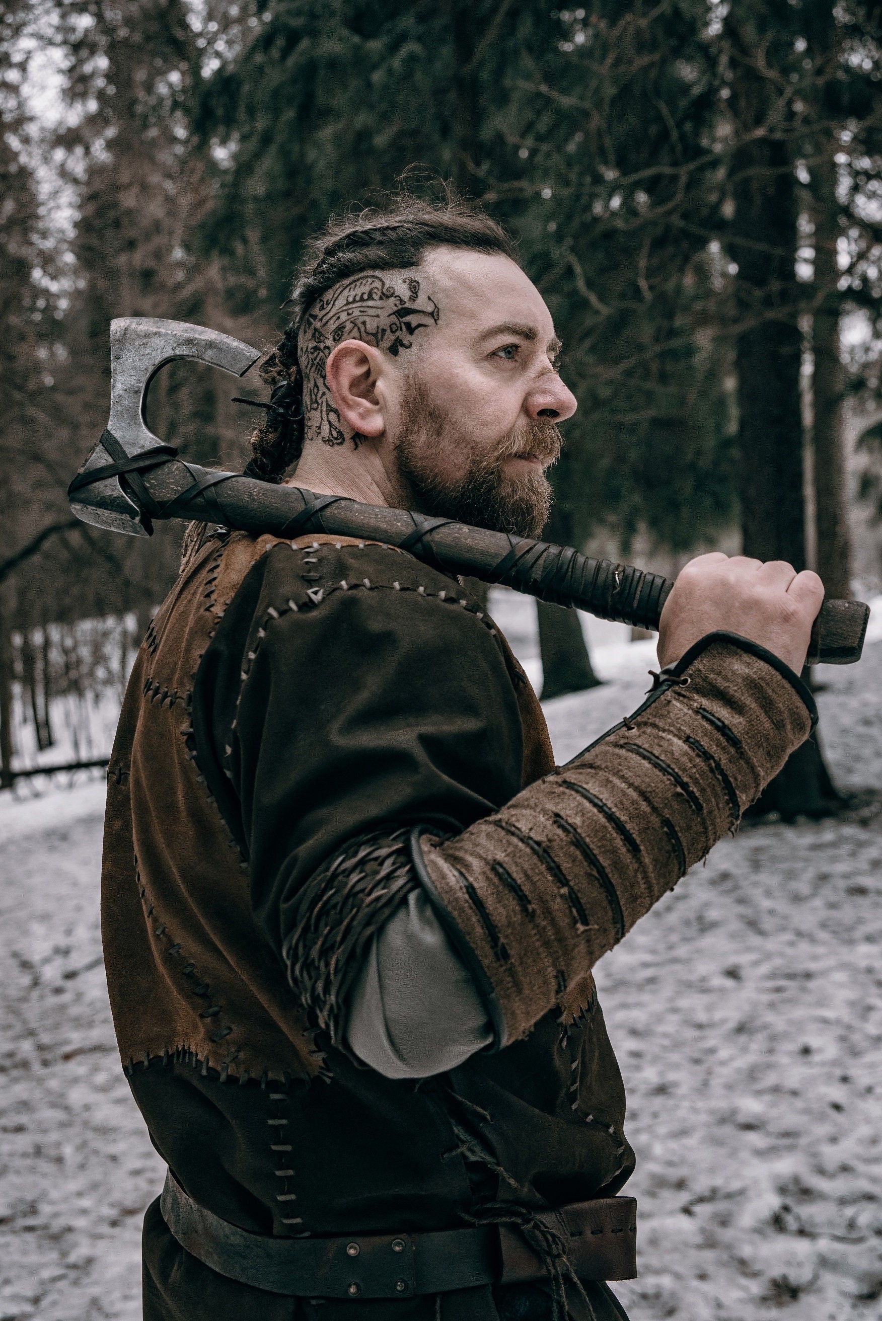 ⭐ Viking Genuine Leather Bracers - Medieval Shop at House of Warfare