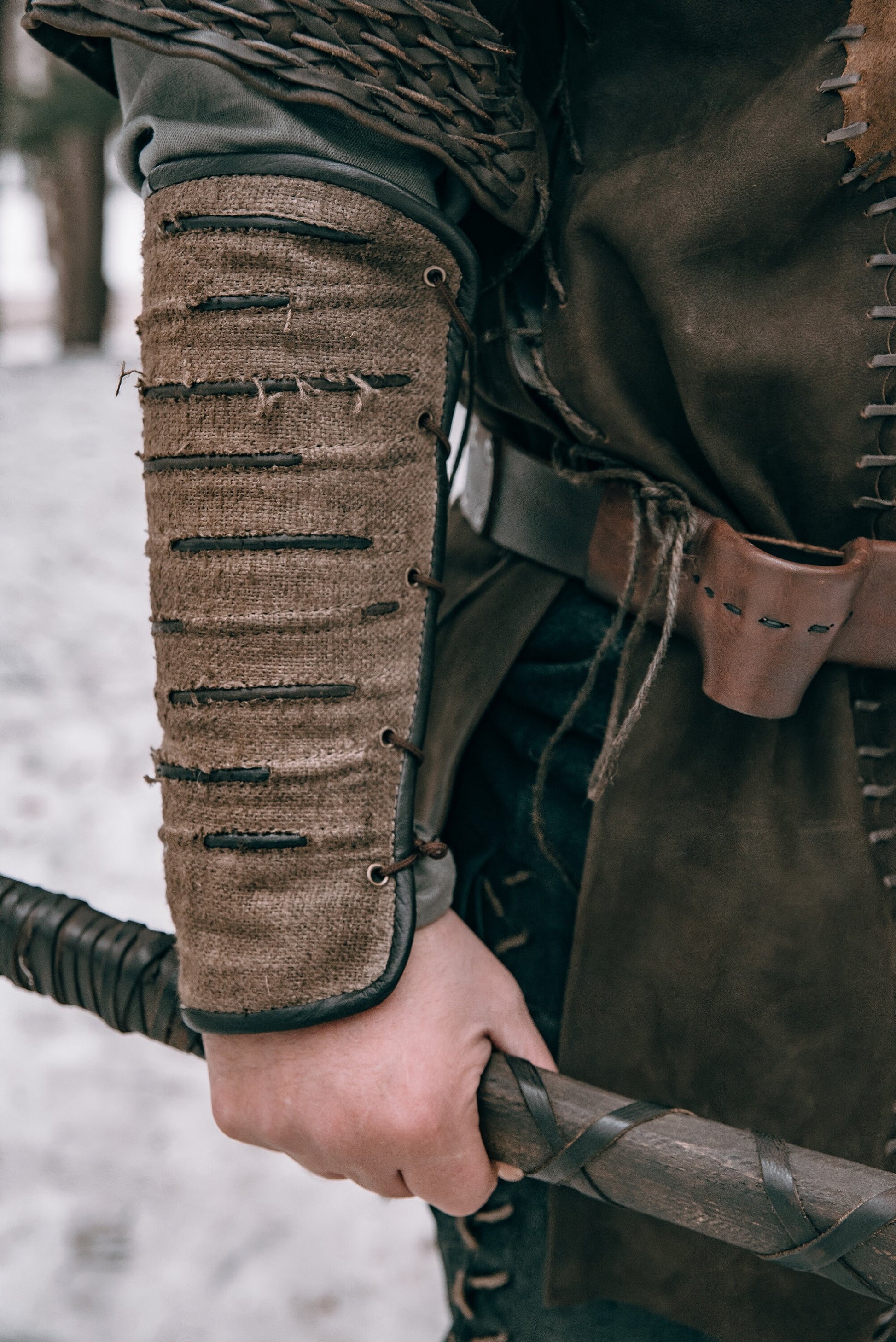⭐ Viking Genuine Leather Bracers - Medieval Shop at House of Warfare
