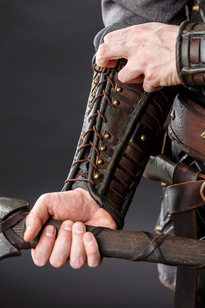 Medieval leather bracers for Larp