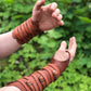 Medieval leather bracers with ribbons