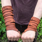 Medieval leather bracers with ribbons