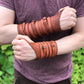 Medieval leather bracers with ribbons