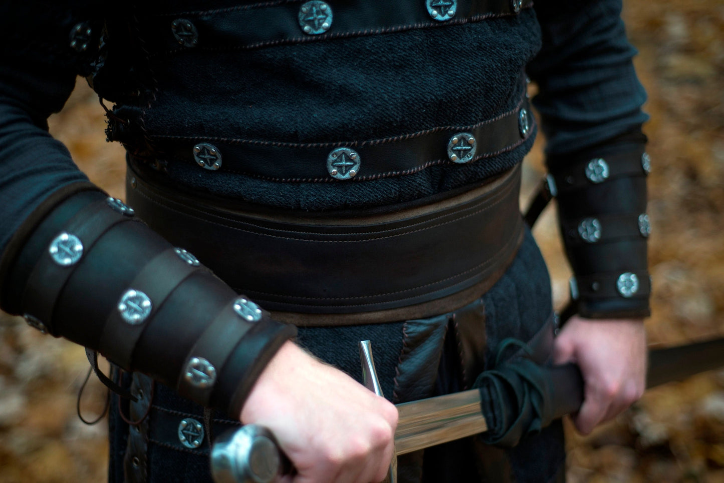 Medieval leather bracers for Larp