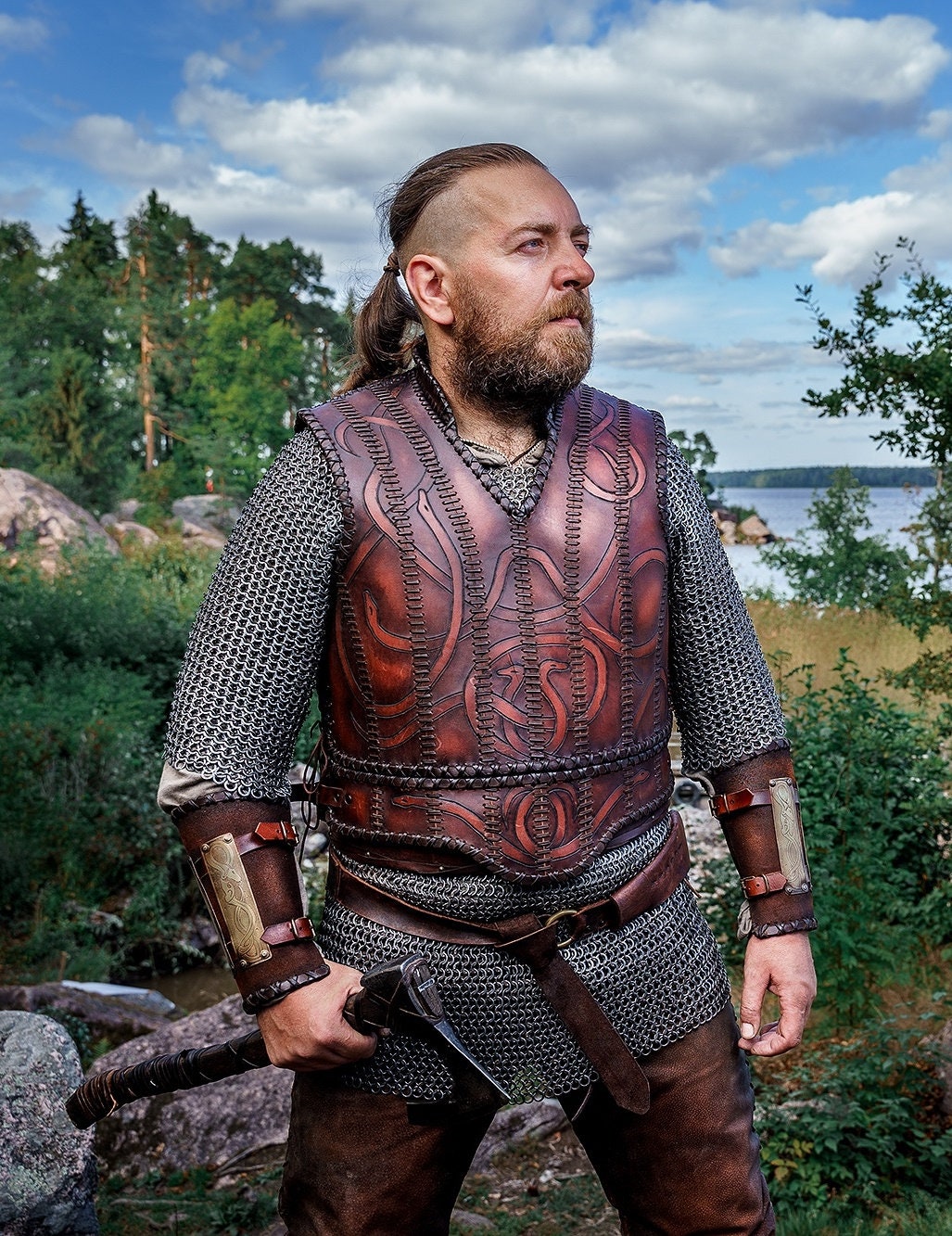 Viking bracers embossed – SokolWorkshop