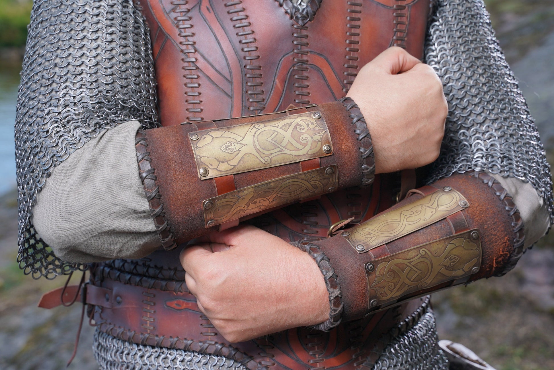 Viking Odin Valknut Embossed Arm Guards Medieval Pu Leather Arm Bracers For  Larp