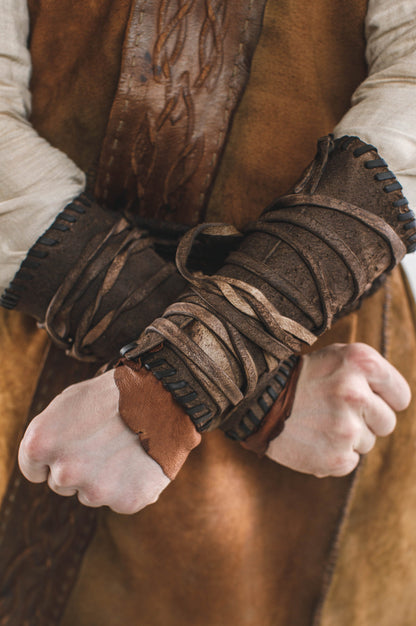 Medieval leather bracers for Larp