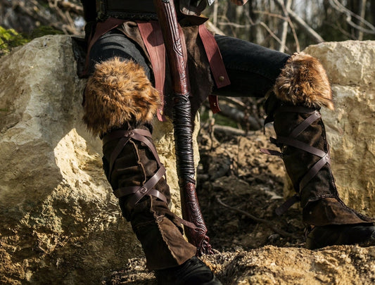 Medieval greaves with fur