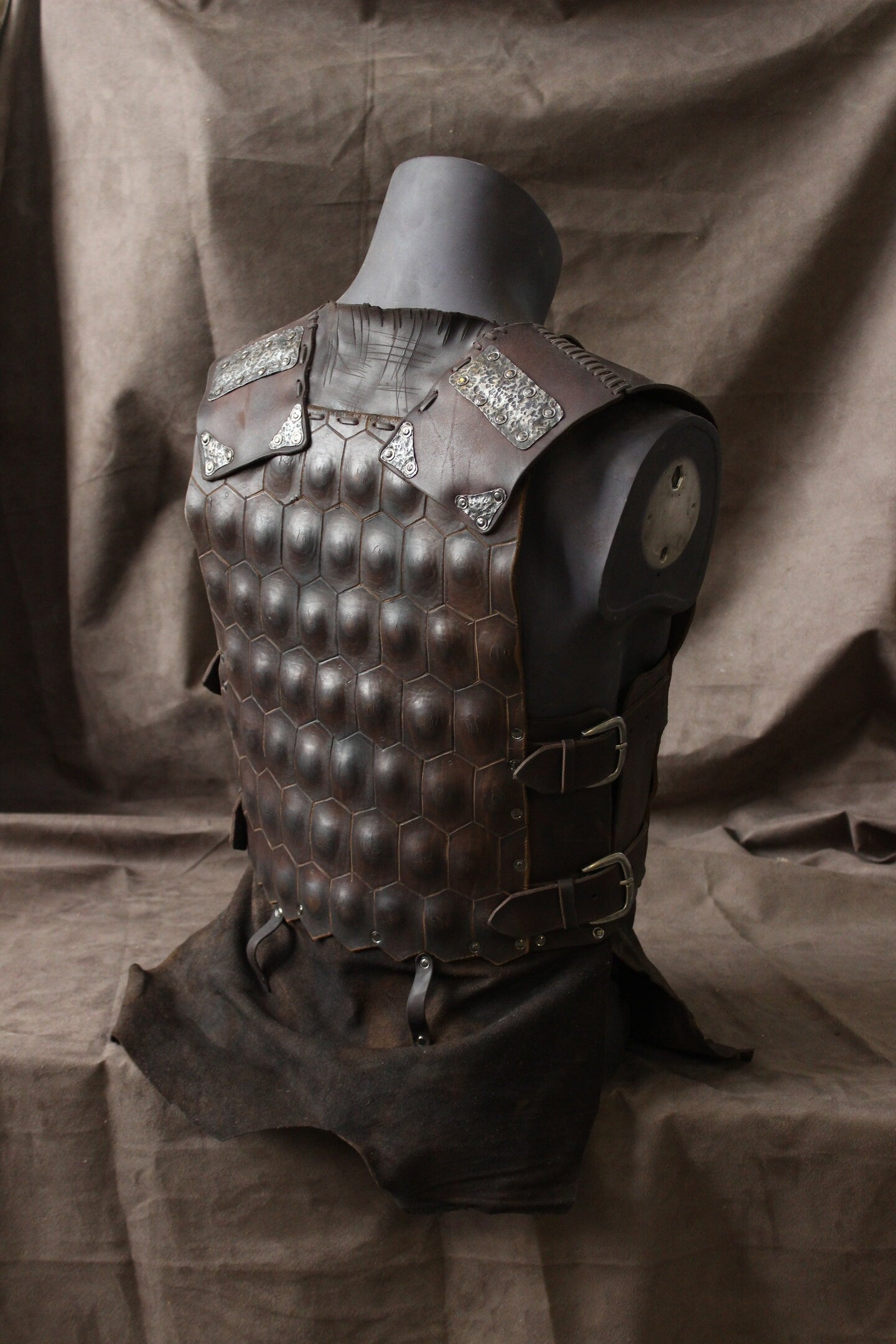 Viking Larp leather armor with brass