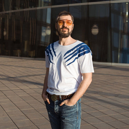 a man standing on a sidewalk with a tie 