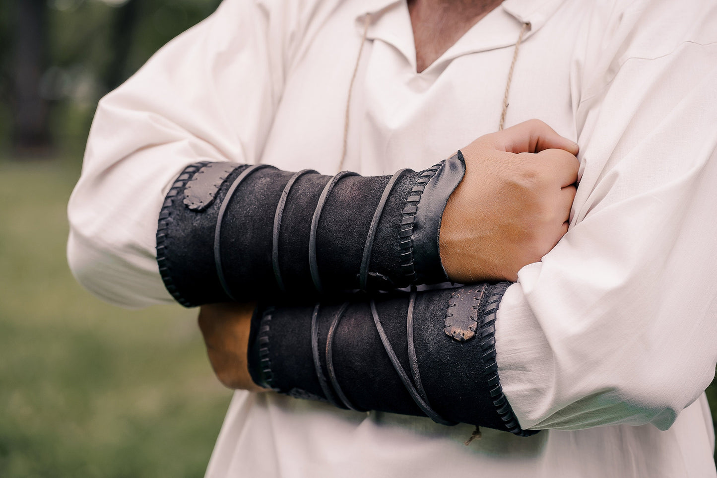 Viking leather bracers