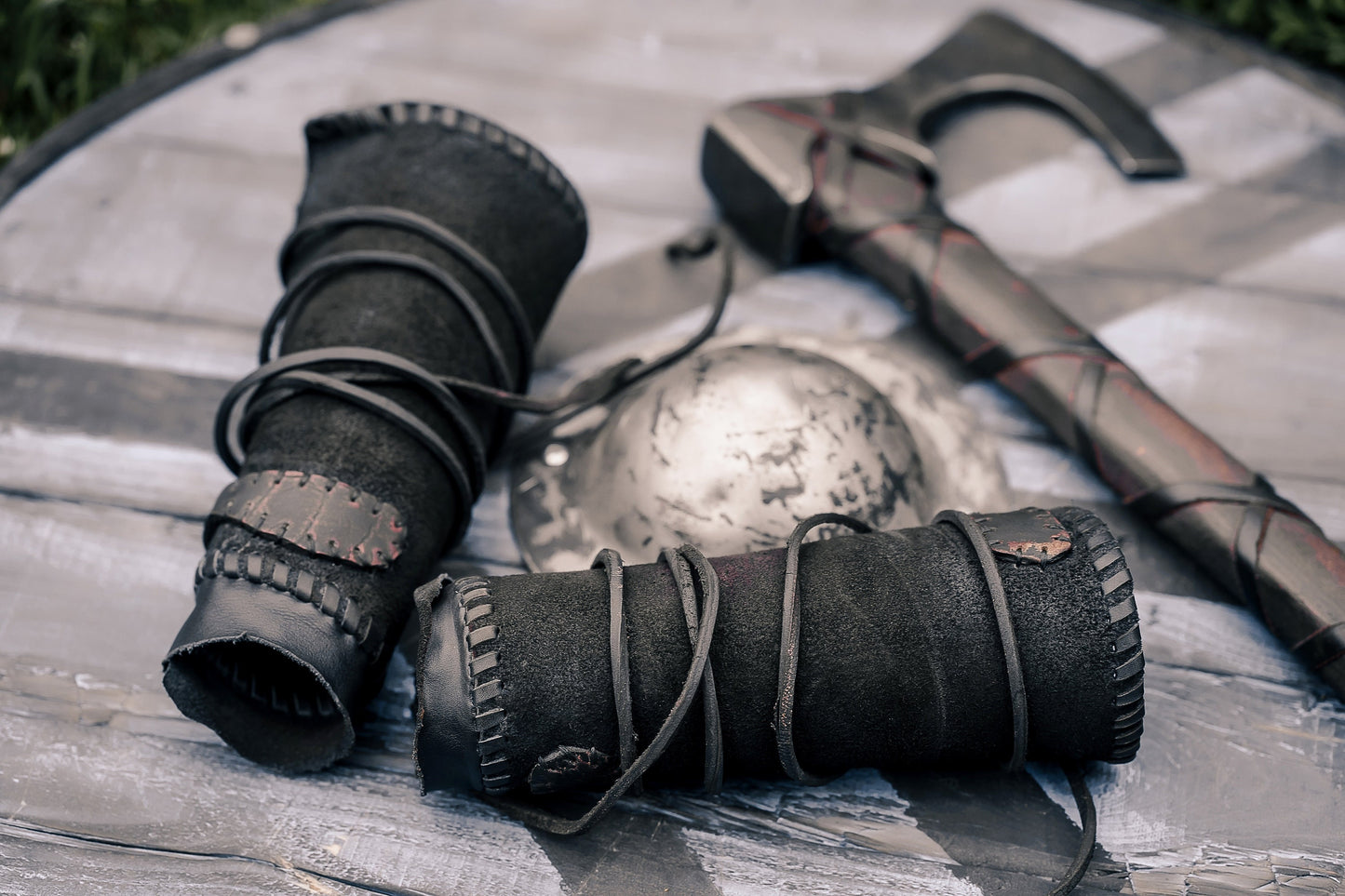 Viking leather bracers