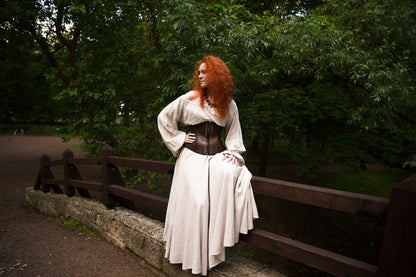 Leather dark brown corset belt “Forest witch”