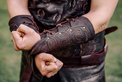 Medieval leather bracers for Larp