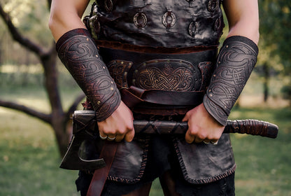 Medieval leather bracers for Larp