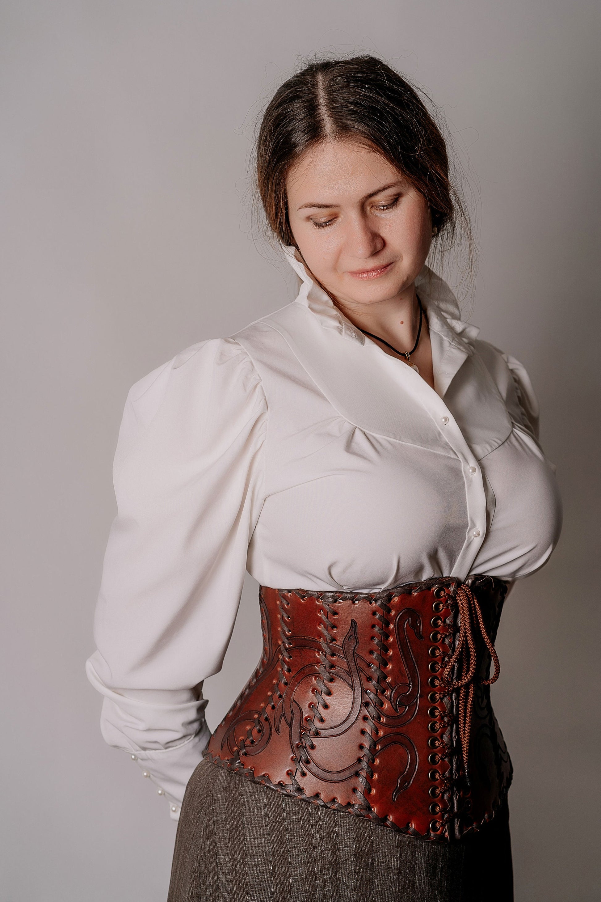 Viking Leather Corset, Medieval Leather Under-bust Corset, LARP Handmade  Leather Corset, Handmade Armor Leather Corset 