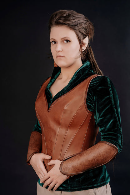 Tauriel-Korsett; Die Hobbit-Elfen-LARP-Lederweste;