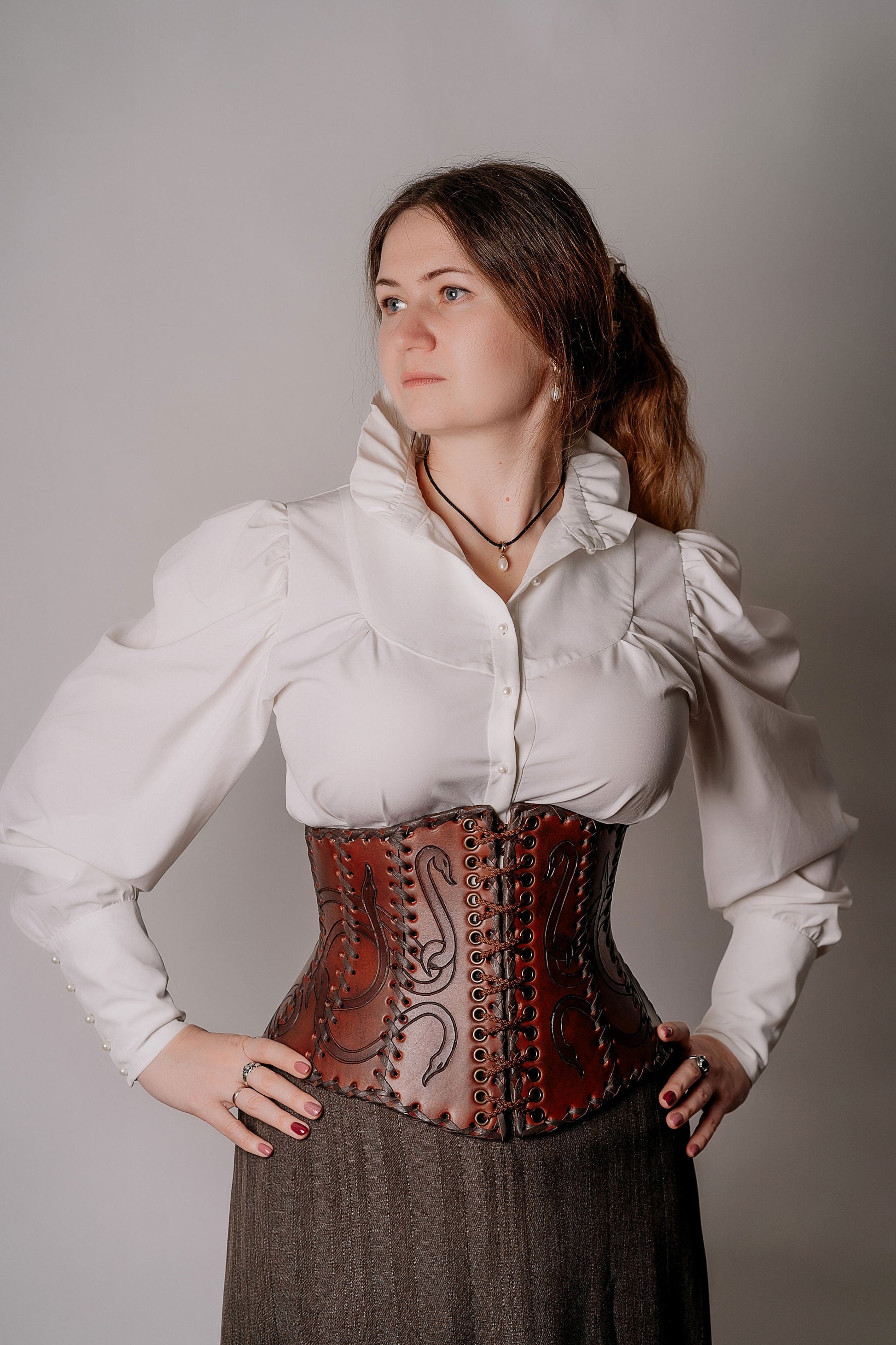 Leather corset belt “Lizaveta”