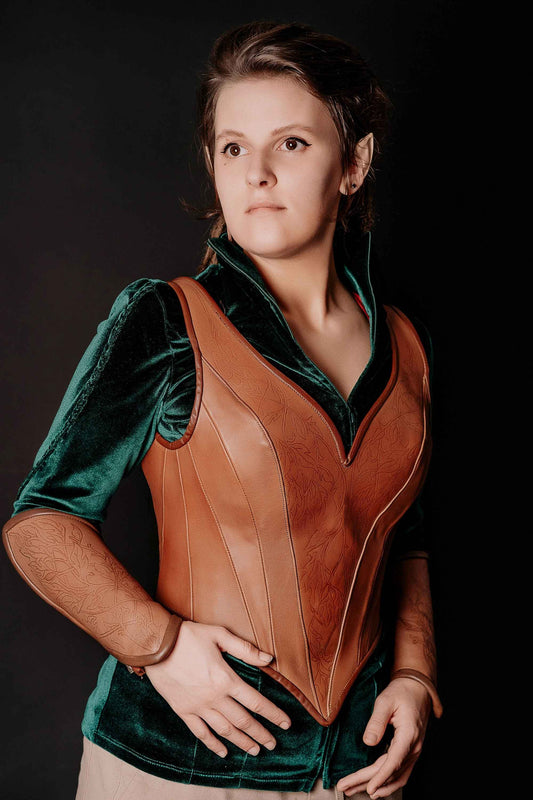 Tauriel corset; The Hobbit elven LARP leather vest; - SokolArmory
