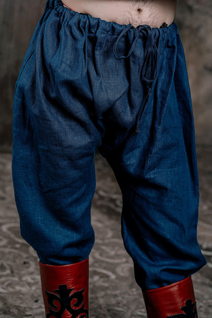 Men's blue linen pants