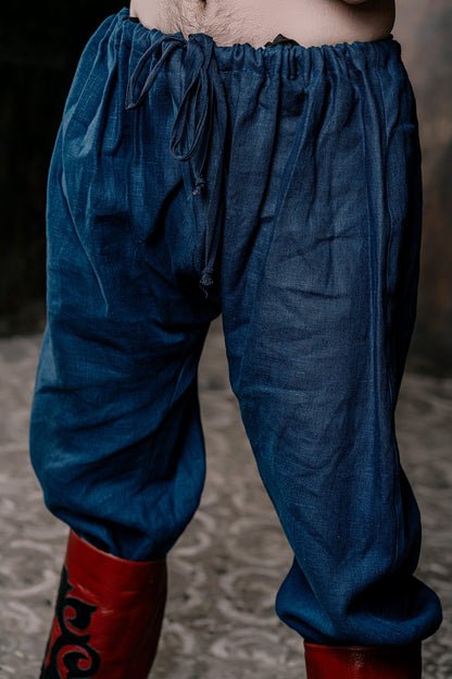 Men's blue linen pants