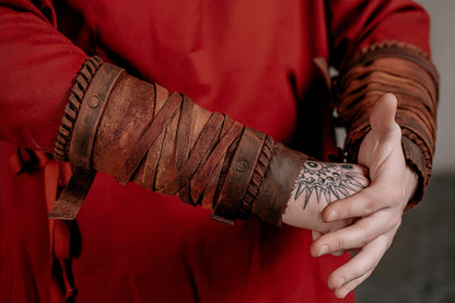 Medieval leather bracers for Larp