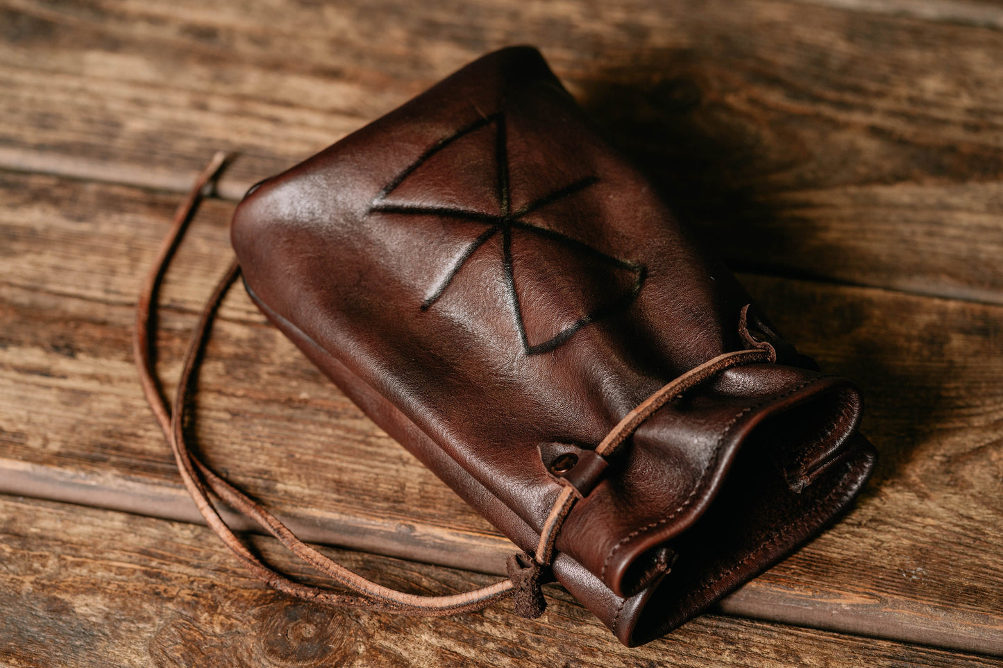 Viking leather belt bag