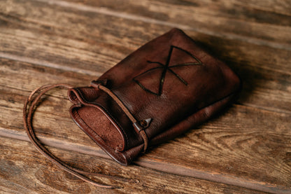 Viking leather belt bag