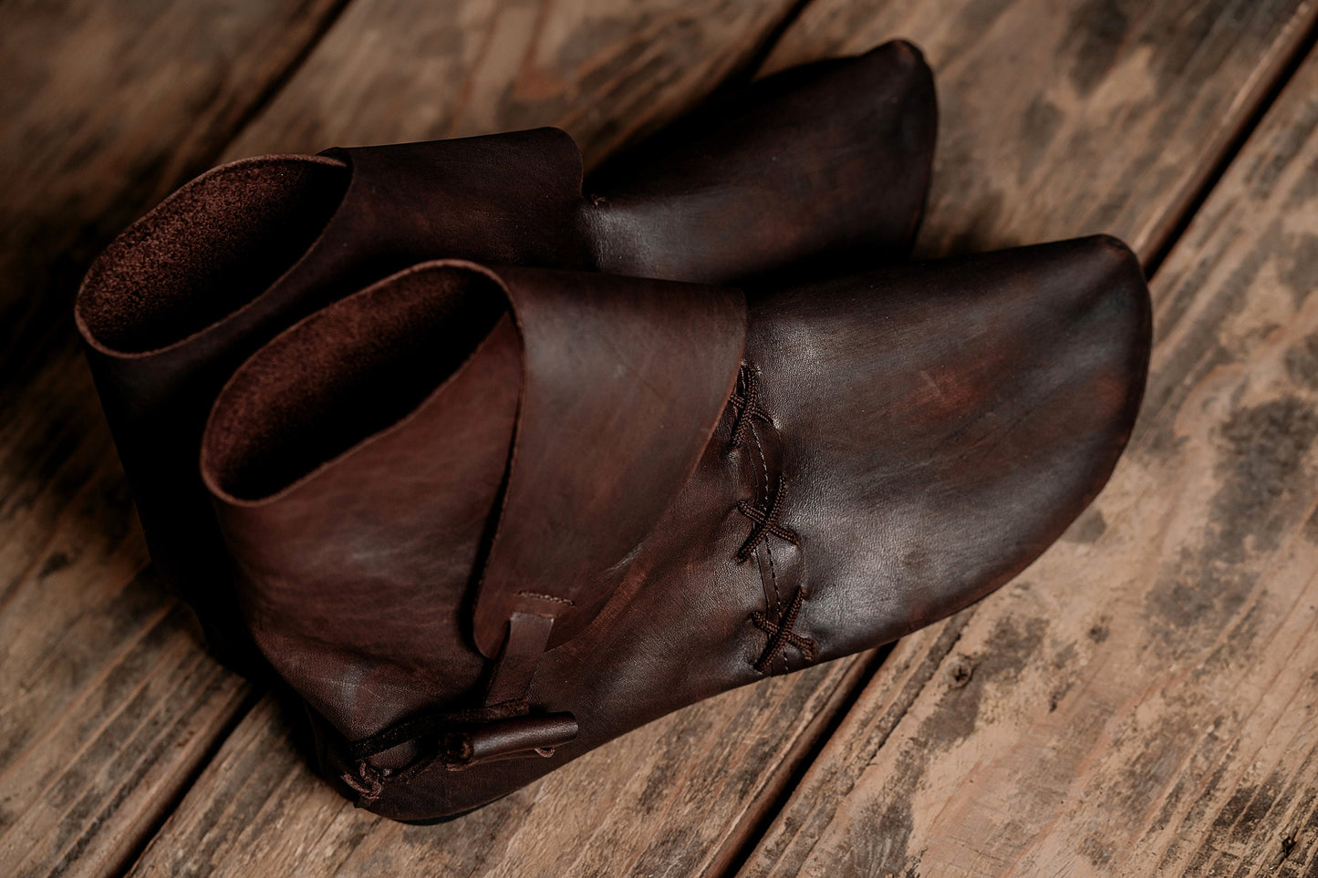 Medieval leather boots with soft sole