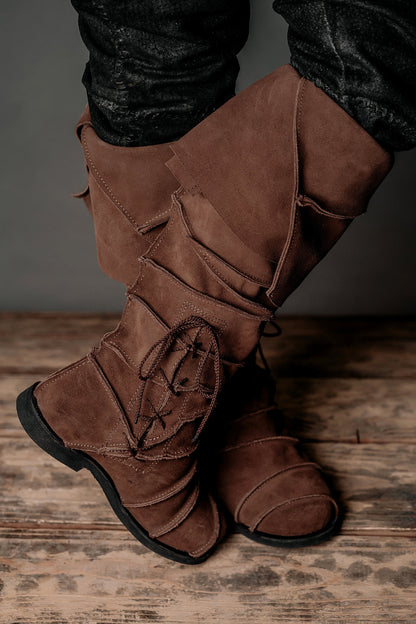 Medieval leather knee-high boots