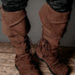 Medieval leather knee-high boots