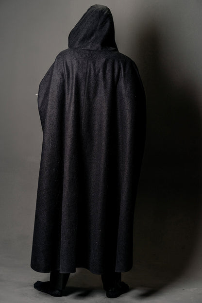 Wool cloak with hood