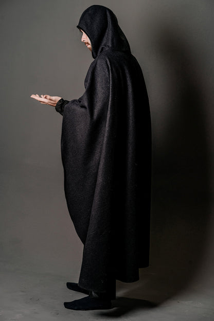 Wool cloak with hood