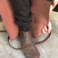 Assassin black leather low boots + greaves with fur