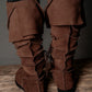 Medieval leather knee-high boots