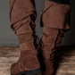 Medieval leather knee-high boots