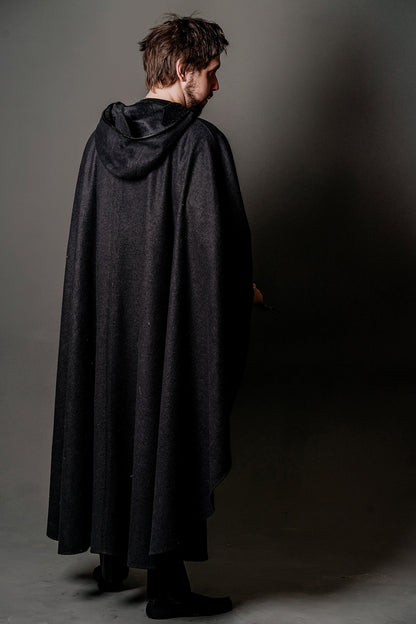 Wool cloak with hood