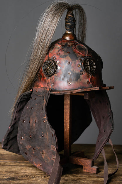 Larp leather helmet