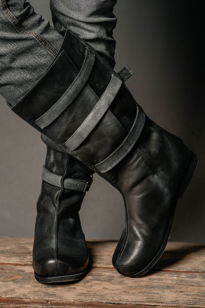 Uhtred black high leather boots