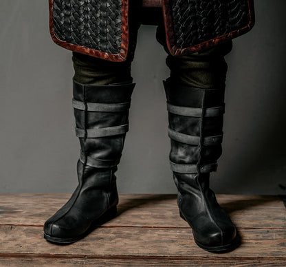 Uhtred black high leather boots