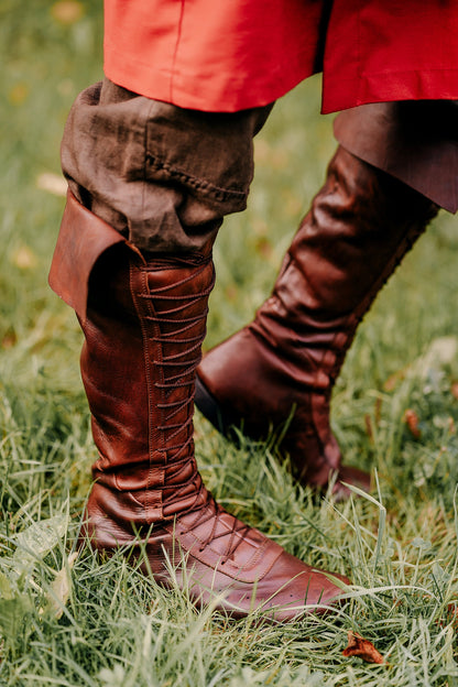 Medieval leather high boots