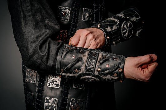 Medieval leather bracers for Larp