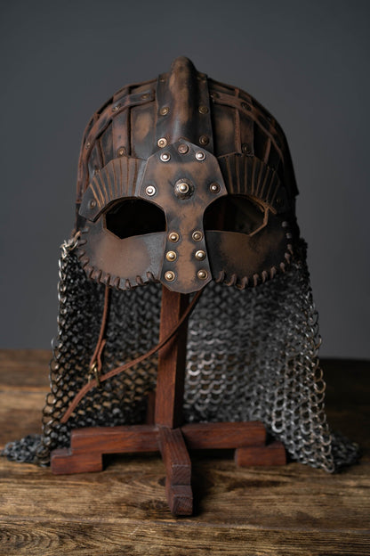 Viking vendel leather helmet