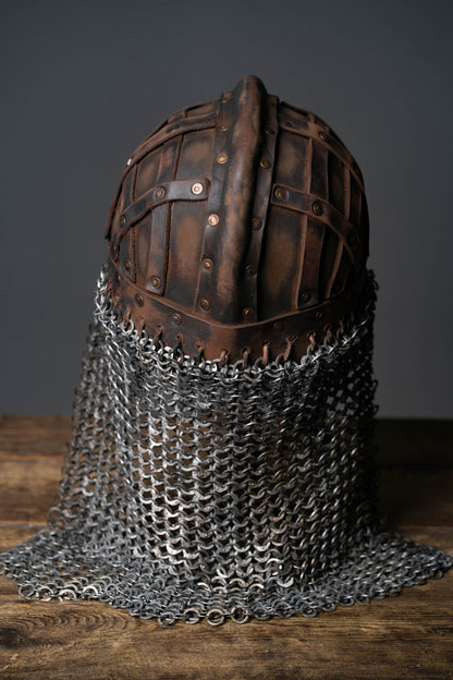 Viking vendel leather helmet