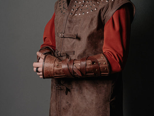 Medieval leather bracers for Larp