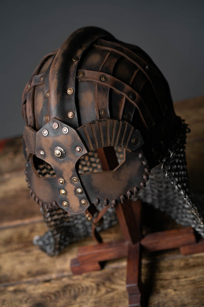 Viking vendel leather helmet