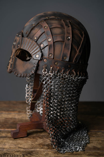 Viking vendel leather helmet