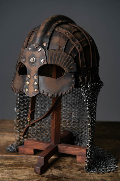 Viking vendel leather helmet