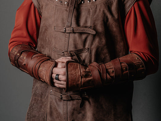 Medieval leather bracers for Larp