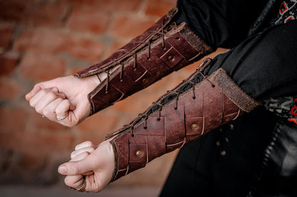 Medieval leather bracers for Larp