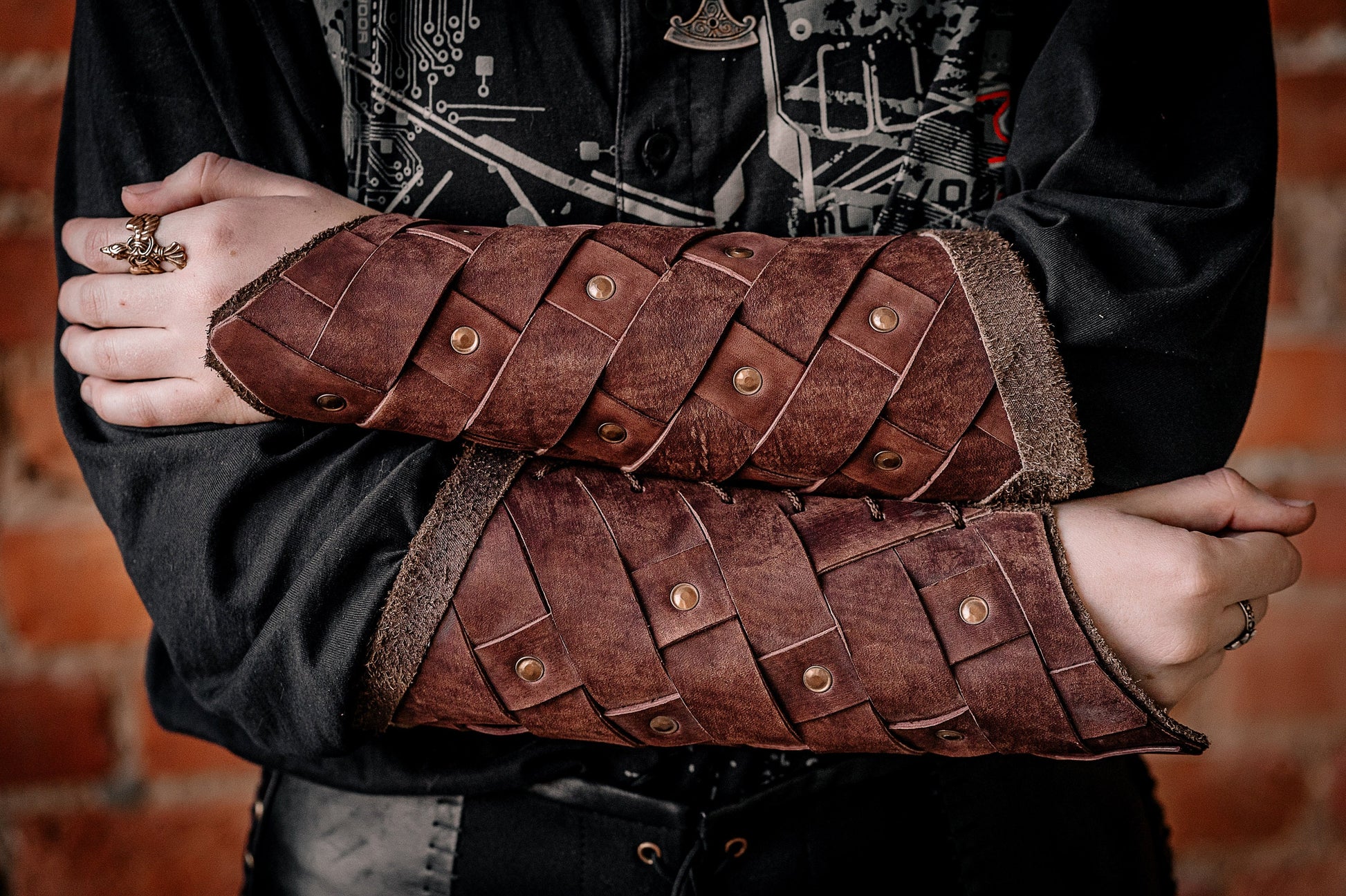 Leather medieval bracers